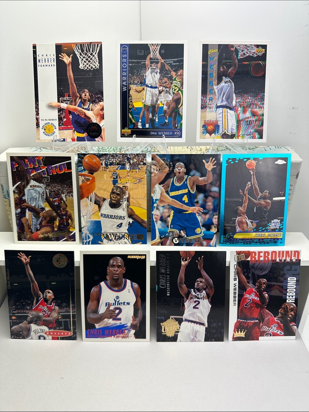 3 Chris Webber rookies in lot of 11 (Warriors, Bullets, Kings)